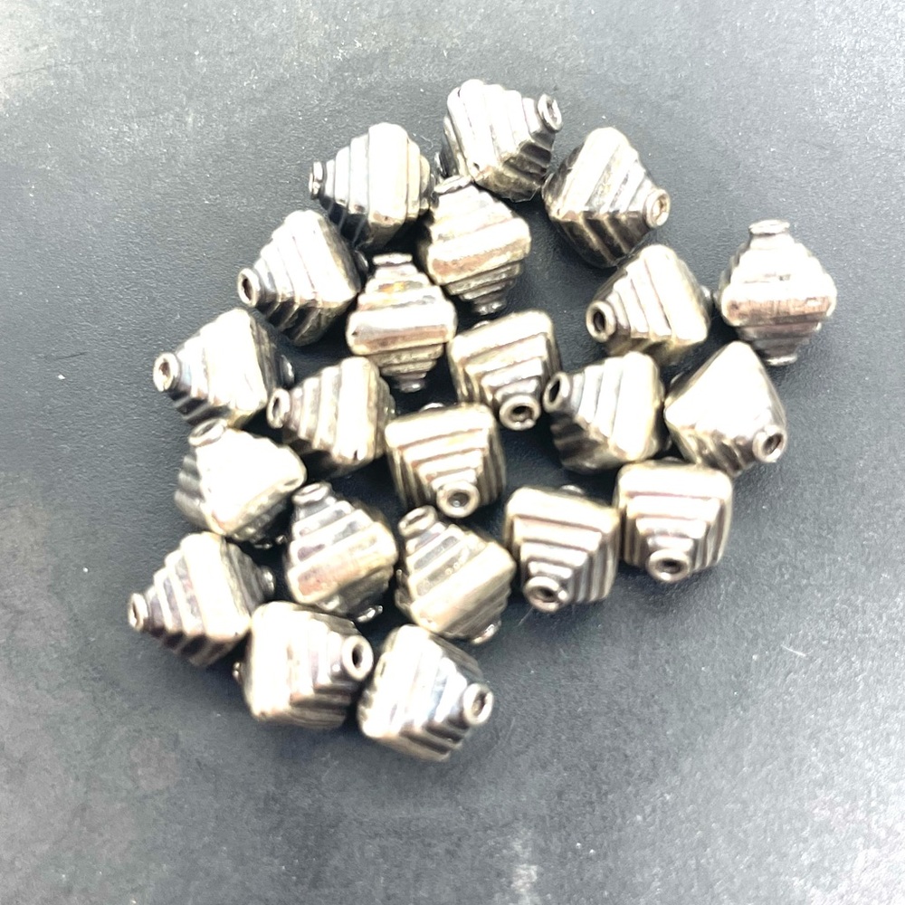 11 Sterling Pyramid Bicone Beads